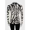 Black and white wool and silk cardigan