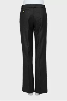 Gray flared trousers with arrows