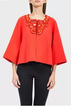 Loose fit jacket with cropped sleeves