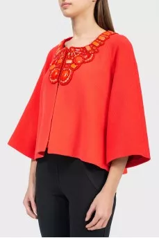 Loose fit jacket with cropped sleeves
