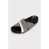 Combined textile and leather slides