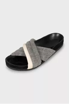 Combined textile and leather slides