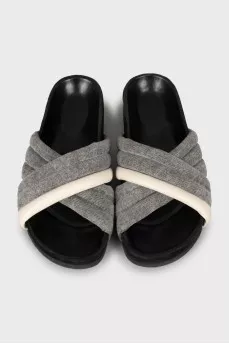 Combined textile and leather slides