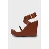 Two-tone high wedge sandals