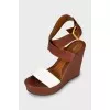 Two-tone high wedge sandals