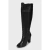 Leather boots with back zip