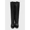 Leather boots with back zip