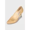 Beige leather round toe shoes