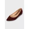 Burgundy Pointed Toe Ballet Shoes
