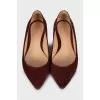 Burgundy Pointed Toe Ballet Shoes