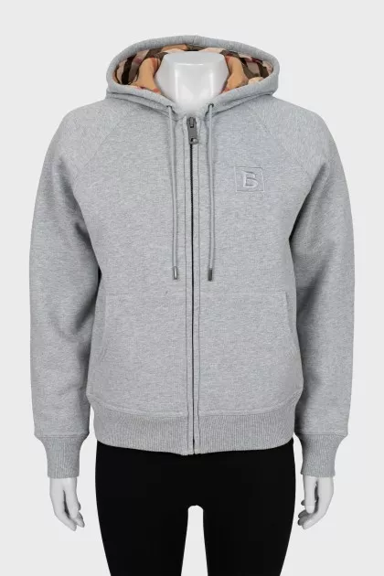Gray sweatshirt with brand logo
