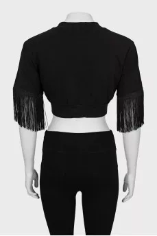 Black top decorated with fringe