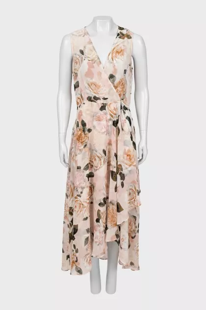 Wrap midi dress in floral print
