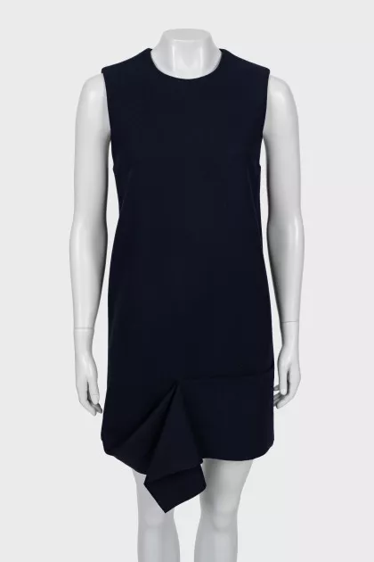 Wool dress with frill hem