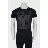 Men's T-shirt with text print and rhinestones
