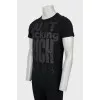 Men's T-shirt with text print and rhinestones