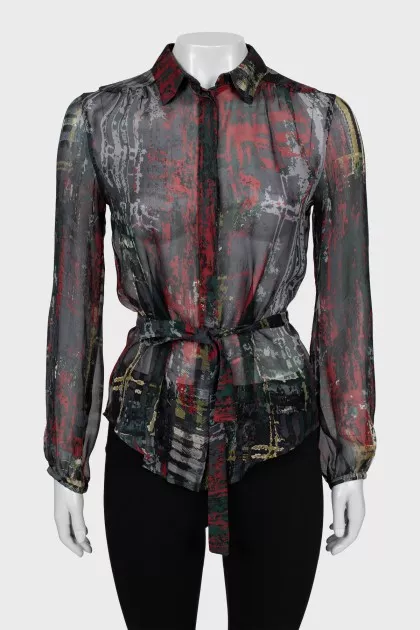 Translucent shirt with belt