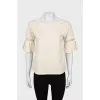 Cropped T-shirt with sleeve decoration