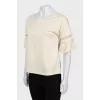 Cropped T-shirt with sleeve decoration