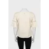 Cropped T-shirt with sleeve decoration
