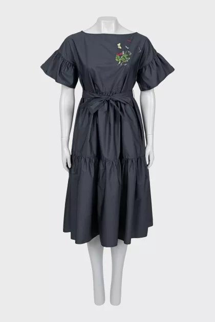 A-line dress decorated with embroidery