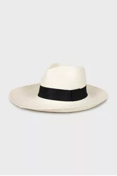Braided hat with black ribbon