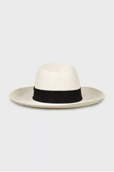 Braided hat with black ribbon