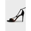 Suede sandals with ties