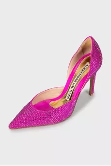 Pink shoes decorated with rhinestones