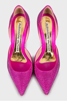 Pink shoes decorated with rhinestones