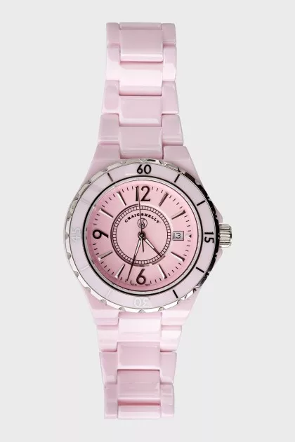 Pink ceramic watch