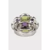 White gold ring with precious stones