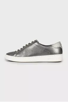 Silver leather sneakers