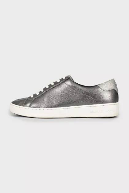 Silver leather sneakers