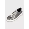 Silver leather sneakers
