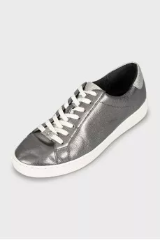 Silver leather sneakers