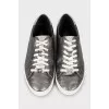 Silver leather sneakers