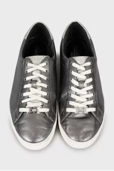 Silver leather sneakers
