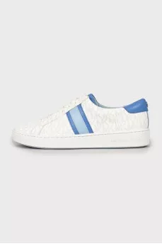 Faux leather sneakers in signature print