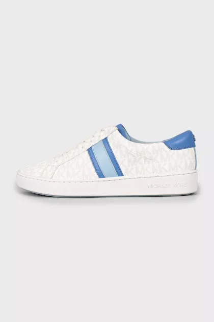 Faux leather sneakers in signature print