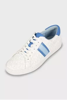 Faux leather sneakers in signature print