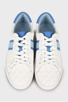 Faux leather sneakers in signature print