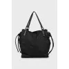 Textile shopper bag with leather handles