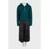 Slip dress with pleated hem