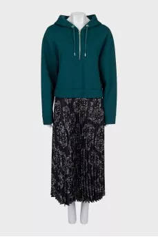 Slip dress with pleated hem