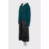 Slip dress with pleated hem