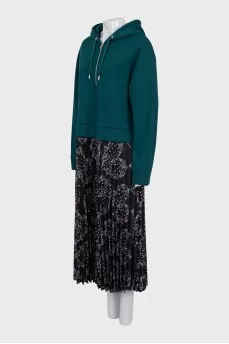 Slip dress with pleated hem
