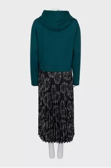 Slip dress with pleated hem