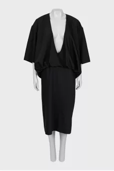 Black dress with plunging neckline