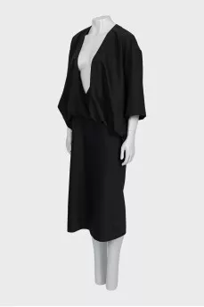 Black dress with plunging neckline